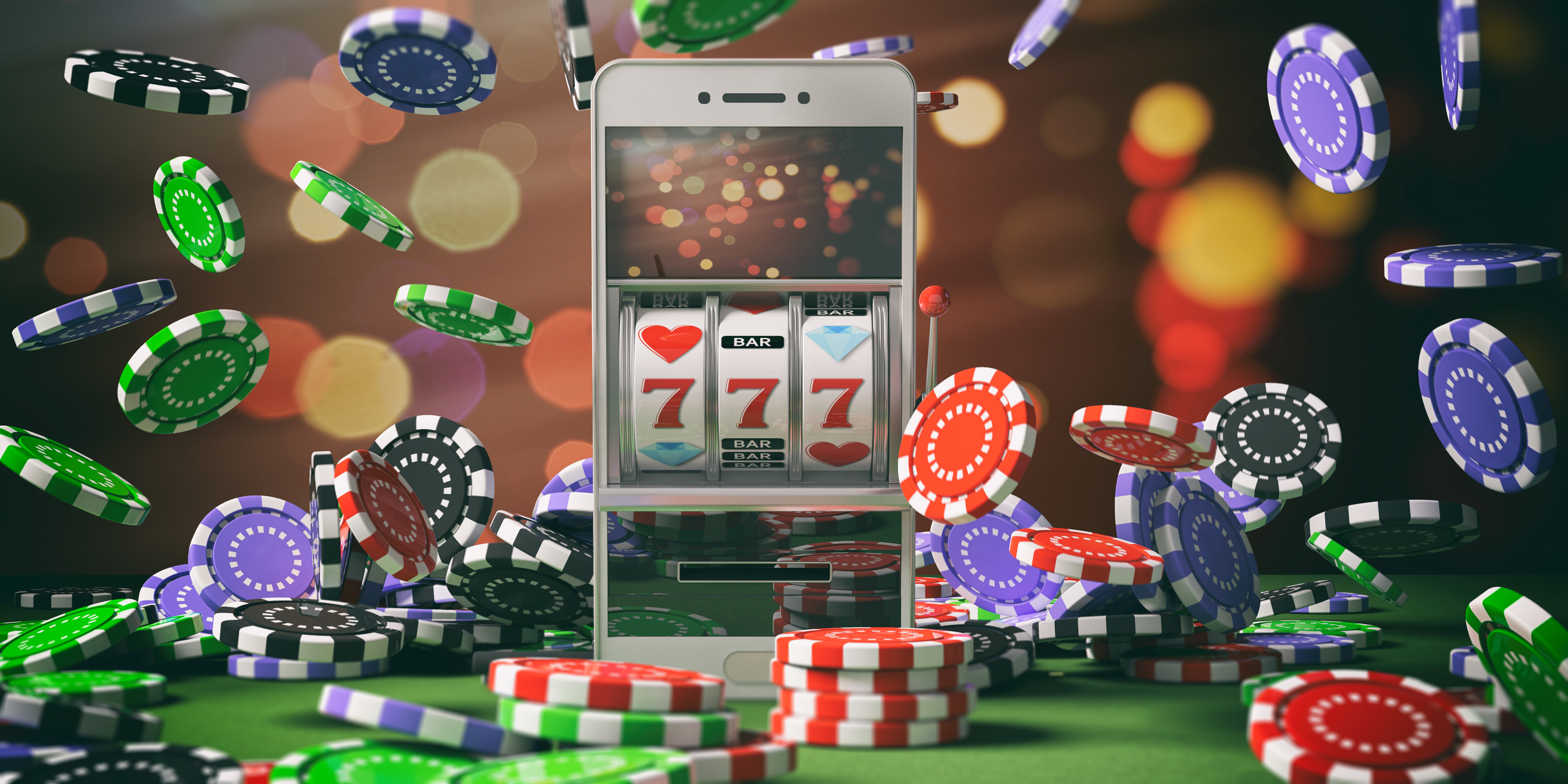 Juego de tragaperras para movil con fondo de fichas de apuestas