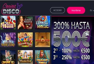 Casino Disco entrega 300% con un límite de 500 euros por ingresos