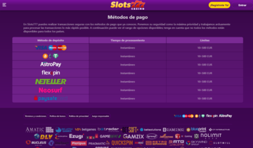 Metodos de pago Slots777